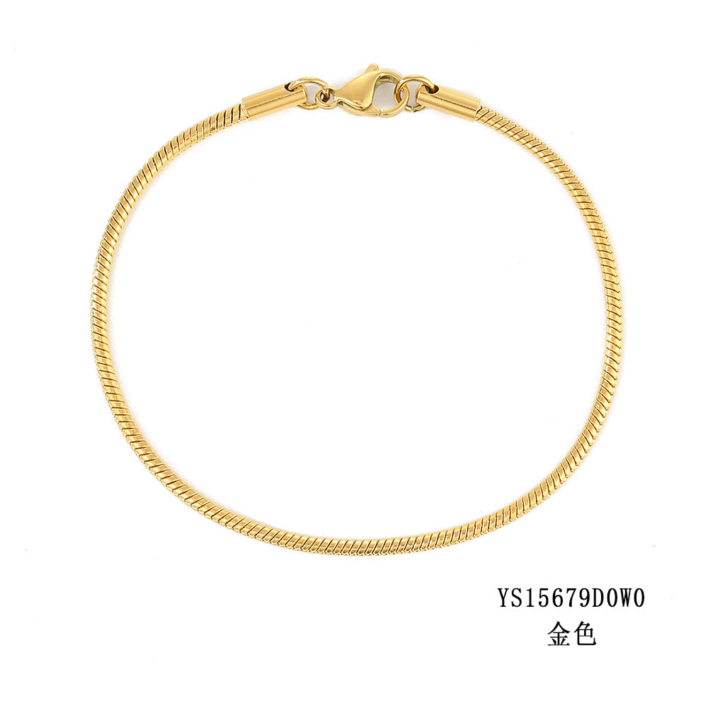 Wholesale Round Snake Chain Stainless Steel Gold Plated Versatile Bracelet
